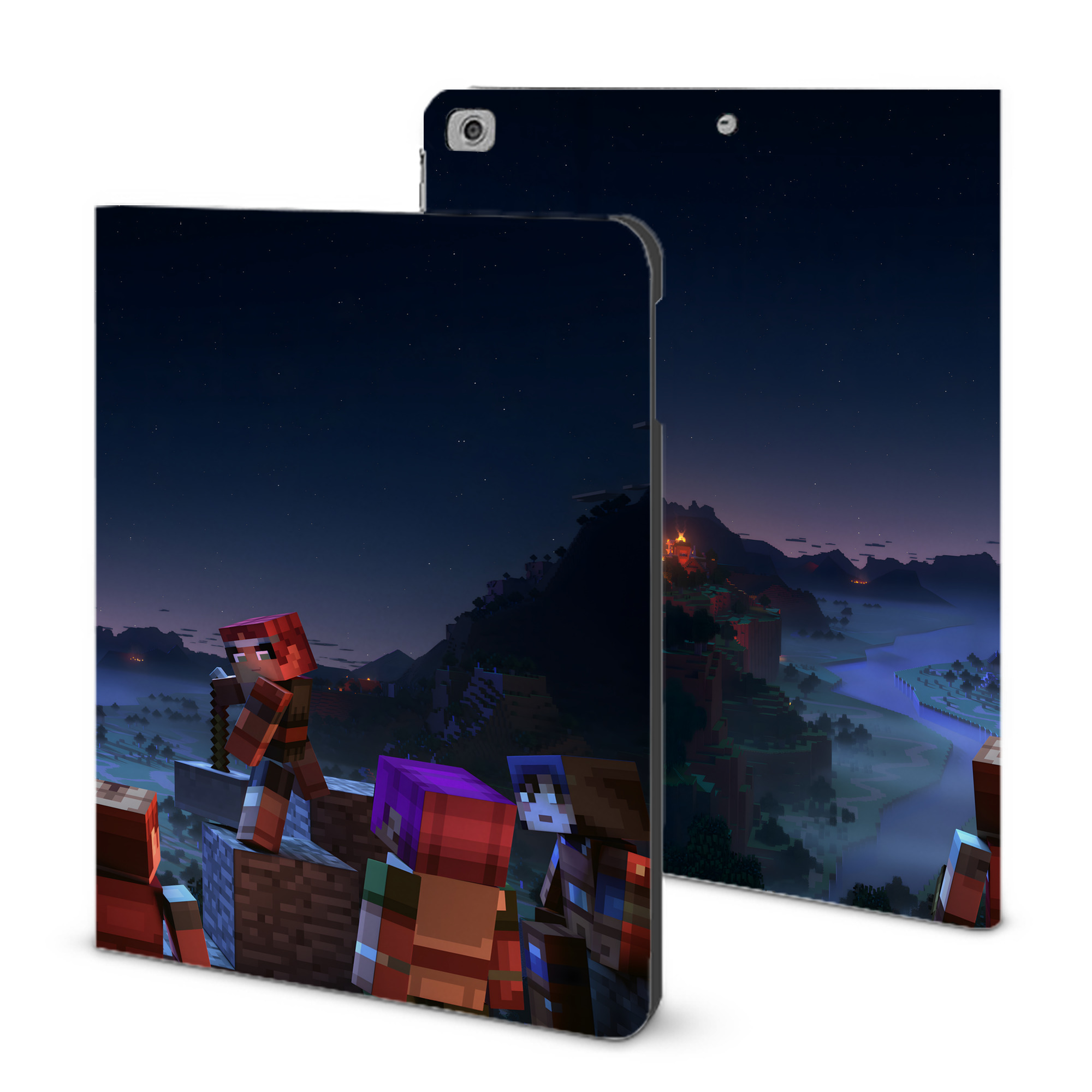（画像用） マインクラフト ブロックの世界 Minecraft MC Block world IPad ケース ブック型 PUレザー TPU 耐衝撃 軽量 薄型 ペン収納なし 全面保護 IPad 各モデル対応